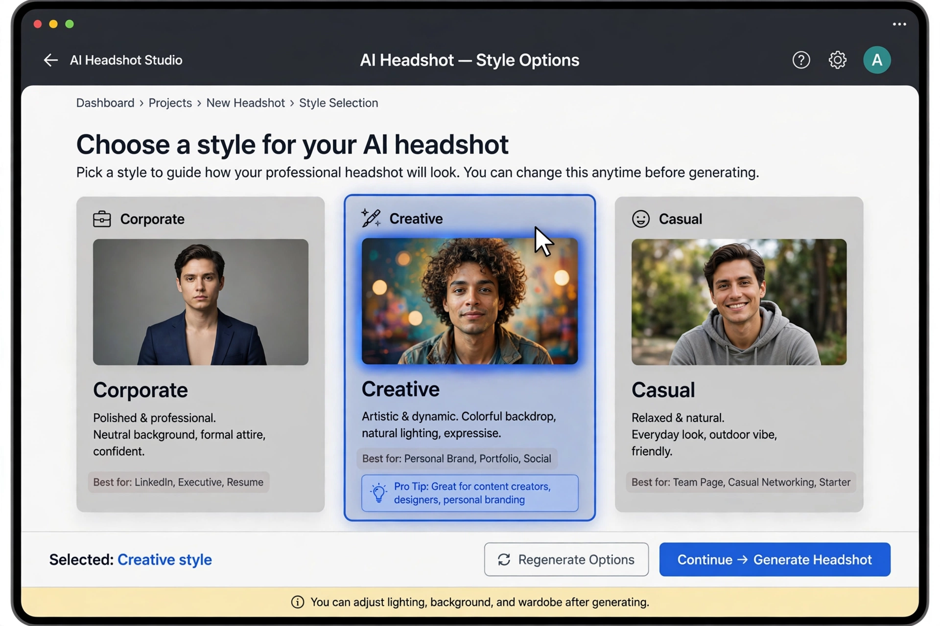 Grid of AI-generated professional headshot styles from a free headshot generator