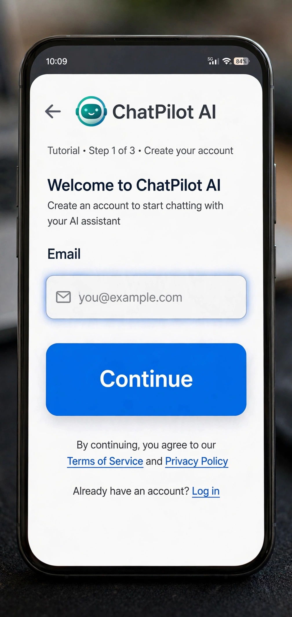 ChatGPT sign-up page on a laptop screen with the Get Started button highlighted