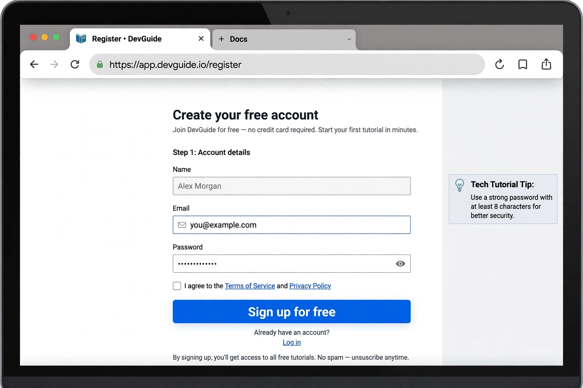 ChatGPT pricing page showing the free plan sign-up option on a laptop screen