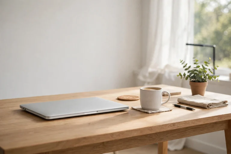 Closed laptop on a desk, showing the lid-close behavior that can be changed alongside the Windows 11 power button