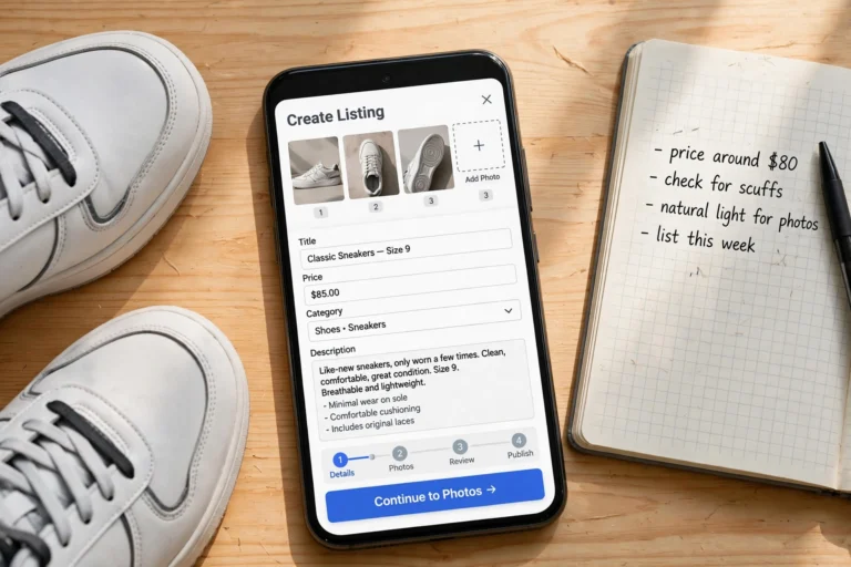Step-by-step guide to creating a new listing on a generic marketplace app