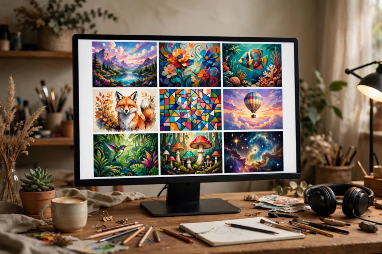 Grid of AI-generated images in a Midjourney gallery archive remaining accessible after cancellation