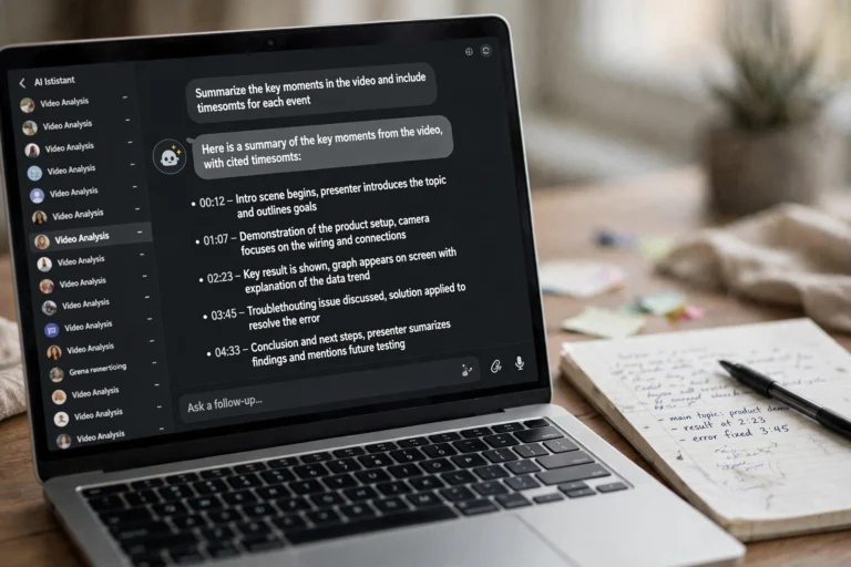 Person asking follow-up questions about a YouTube video in NotebookLM chat with cited answers