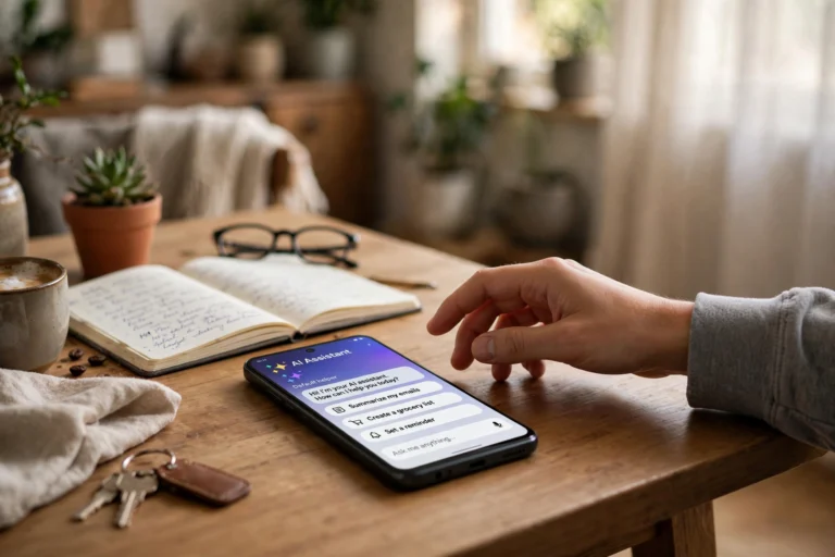 Android phone showing the Perplexity AI app open as the digital assistant