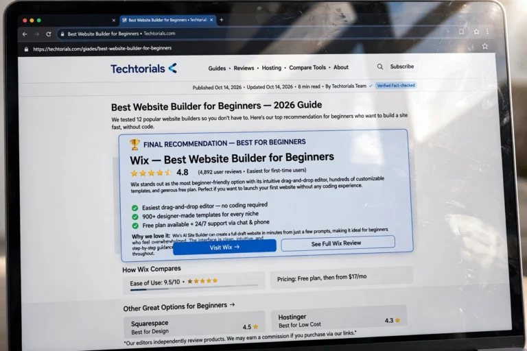 Decision graphic helping beginners choose between WordPress and Wix